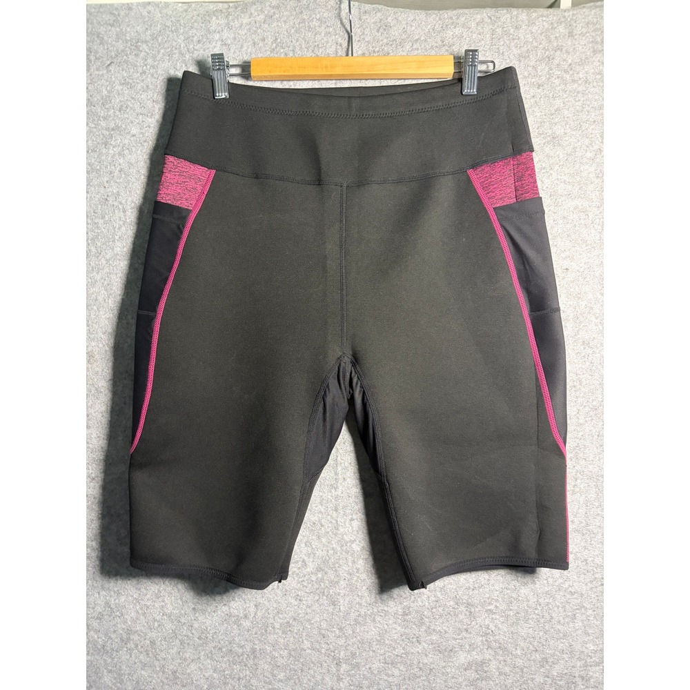 Unbranded Neoprene Sauna Shorts XL Black Pink High Waist Weight Loss Sweat Pants